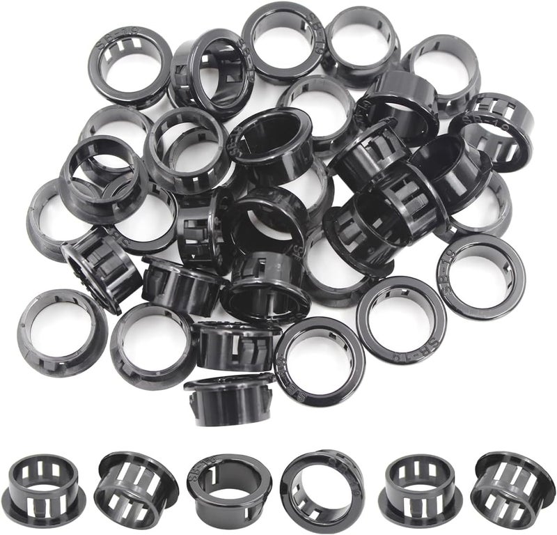 EASYEAH Store 3/4"(19mm) Black Snap-in Knockout Insulating Bushing Grommets, Plastic Cable Hole Grommets for Wiring, Round Nylon Snap in Locking Electrical Wire Cord Hose & Tubing Bushings Grommets, 35pcs - Image 1
